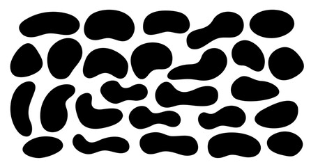 Abstract elements. Isolated. Liquid silhouette. Set of geometric shapes. Frames and border. Melt wave. Drop bubbles. Circles and rounds. Clipping. Cut out. Textbox. Edge stickers. Flat style.