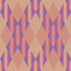 Colorful elongated diamond checkered seamless print. Vector illustration, surface pattern design