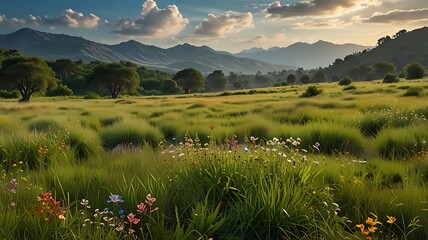 Tropical jungle with rich green hues, vines, and a bright blue sky, creating an exotic and vibrant natural background for graphic projects