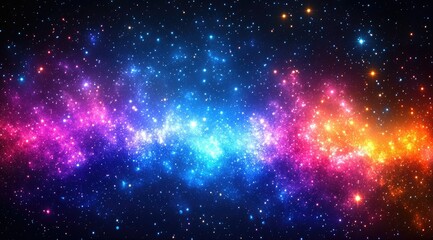 Fototapeta premium Vibrant nebula with colorful cosmic dust and stars.