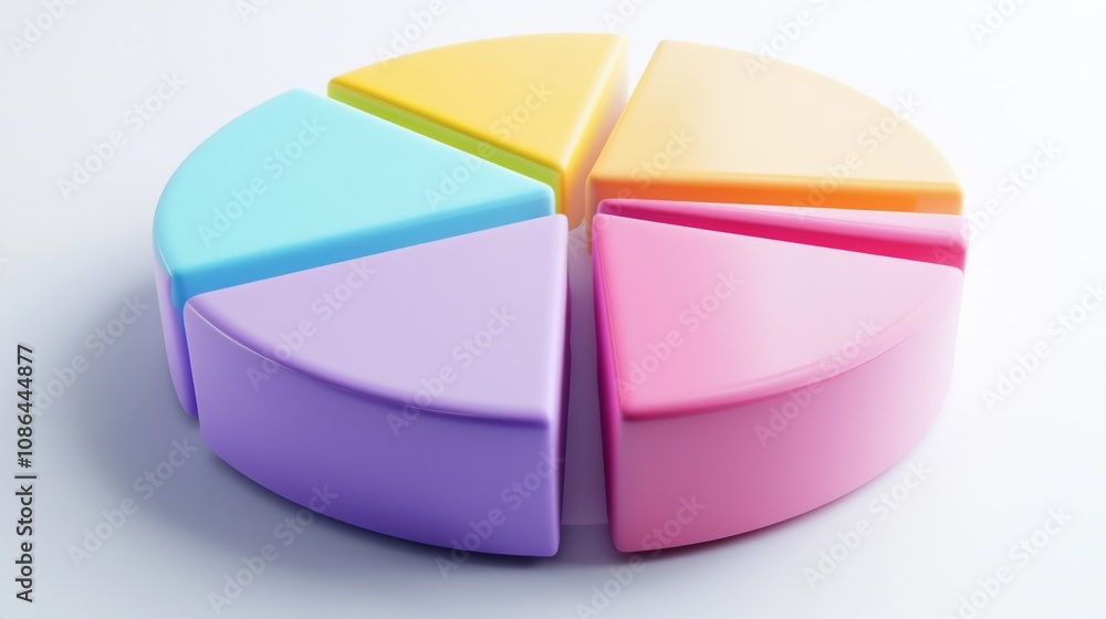 Poster colorful pie chart representation on a bright background, ideal for data visualization, presentation