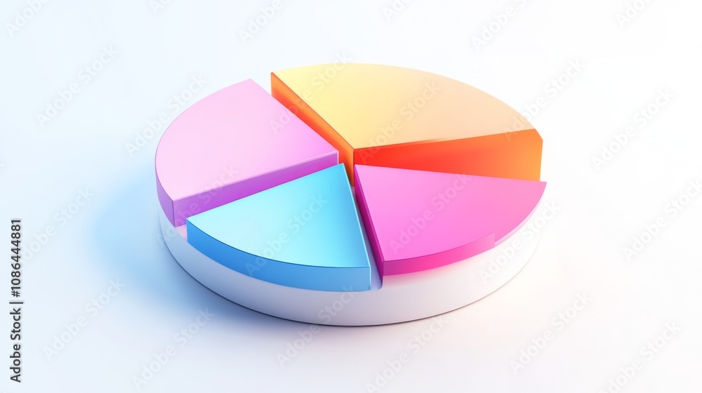 Poster colorful 3d pie chart showing statistical data representation with vibrant sections for business ana