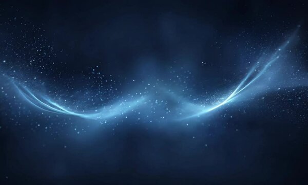 Dark blue mystical fog light loop blurred flying particles and energy beams. in 4k and 8k for effects