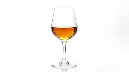 Glass of Amber Liquid on a White Background