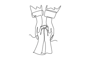 Doctor and patient. Single line draw design vector graphic illustration.