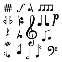 Collection of music note symbols icon.
