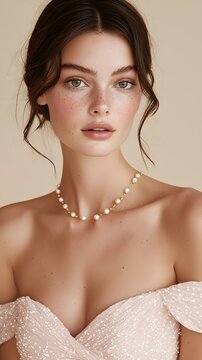 Elegant Portrait of a Woman with Pearl Necklace