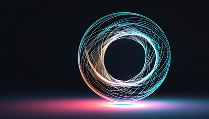 vibrant abstract light circle with swirling lines and colors