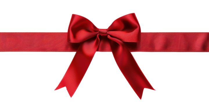 Elegant red ribbon with bow, perfect for gift wrapping and decoration.