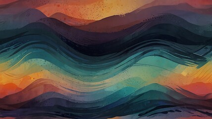 Golden sandy beach with gentle waves lapping the shore under a warm pastel sunset, creating a serene and inviting background