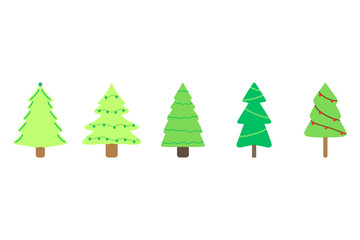 Decorative Christmas Tree Illustration Design Set