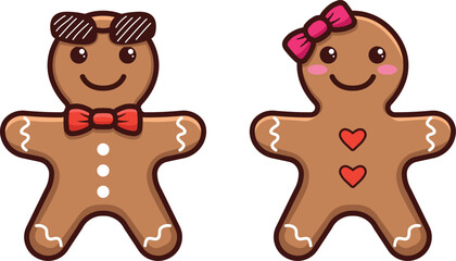 Fototapeta premium Cute two gingerbread man design