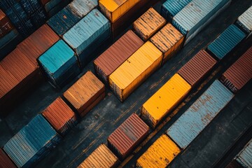Fototapeta premium Aerial view of a large shipping container yard.