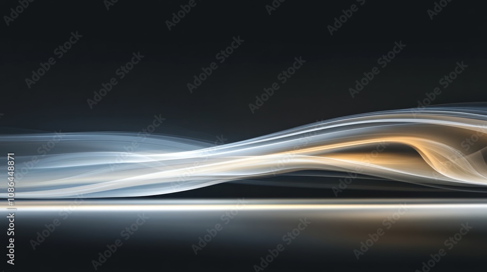 Aufkleber Ethereal Wave of Light: A Smooth Flow of Soft Colorful Light on a Dark Background Creating a Sense of Motion and Tranquility in an Abstract Design