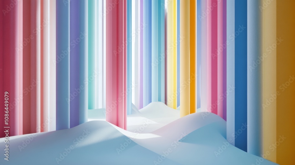 Aufkleber colorful vertical stripes creating a dreamy abstract environment with gentle curves and soft light i