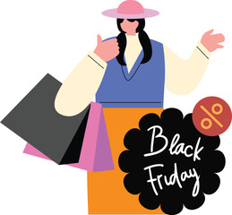 Exciting Black Friday Sale Shopping Cart and Discount Tags
