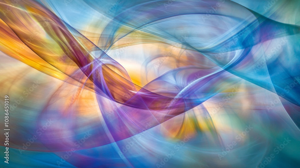 Fototapete Ethereal Abstract Background with Colorful Waves and Fluid Forms Capturing the Essence of Movement and Light in a Dreamlike Composition