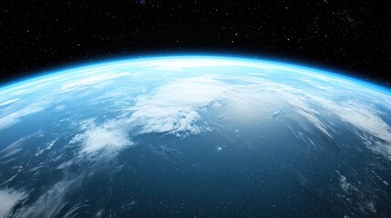 Fototapeta premium Stunning Earth From Space Planet Clouds Atmosphere Night Sky Stars 3D Render Blue Planet Global