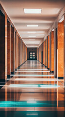 Contemporary hallway of a modern university campus