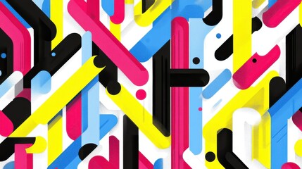 Abstract geometric pattern with vibrant colors and shapes.