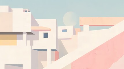 Naklejka premium Retro pop art architecture geometric abstract illustration poster background