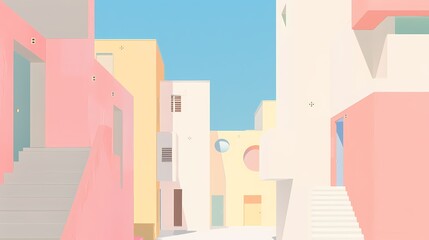 Retro pop art architecture geometric abstract illustration poster background