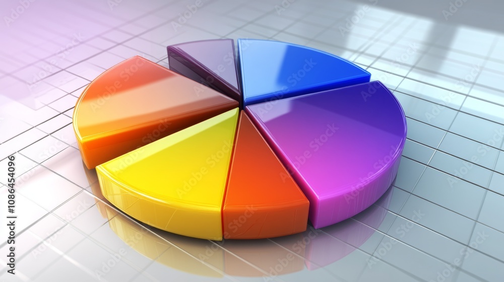 Poster colorful pie chart illustration representing data segmentation and analysis for business presentatio