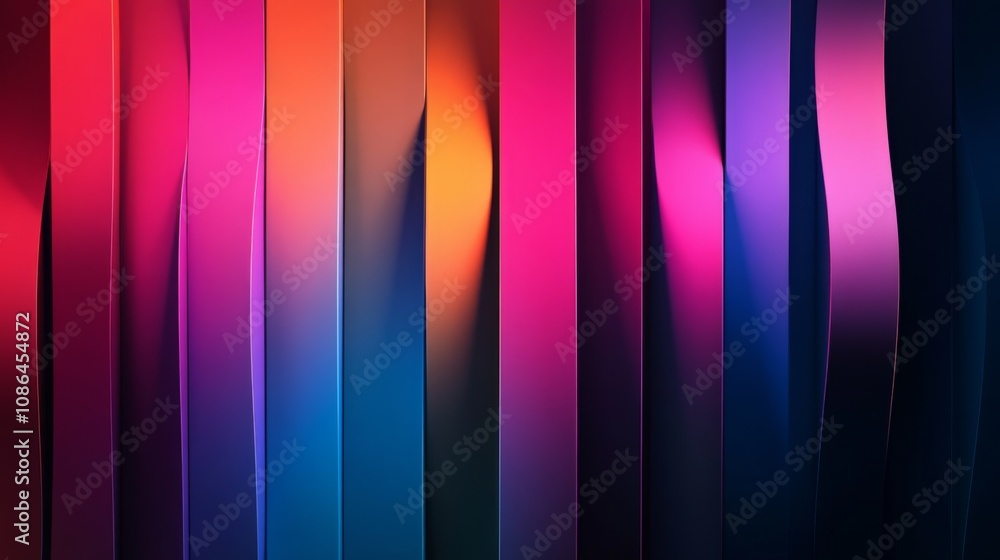 Poster abstract waves of colorful light blending together in smooth tones, creating a visually striking and