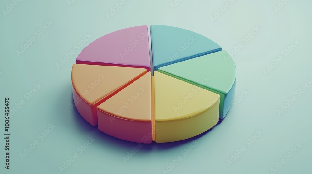 Poster Colorful Pie Chart Representation on Light Background for Business, Finance, or Educational Presentations Highlighting Data Visualization and Analysis Concepts