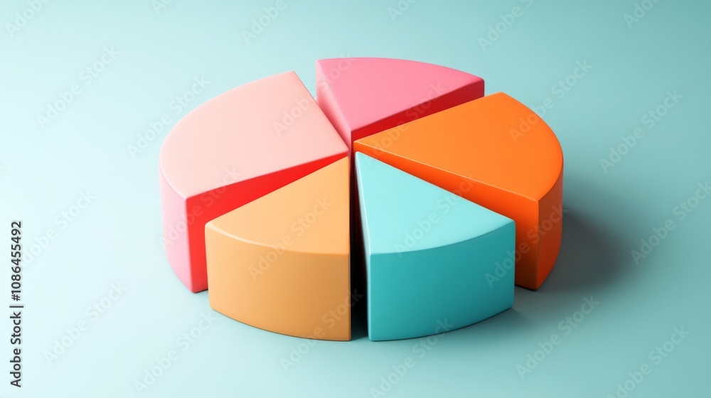 Aufkleber colorful geometric shapes arranged in a pie chart formation on a light background for creative desig