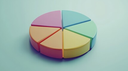 Obraz premium Colorful Pie Chart Representation on Light Background for Business, Finance, or Educational Presentations Highlighting Data Visualization and Analysis Concepts