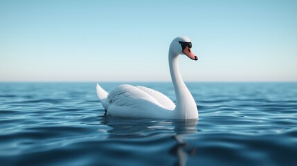 Obraz premium Serene Swan on Calm Water 3D Rendered Bird Image