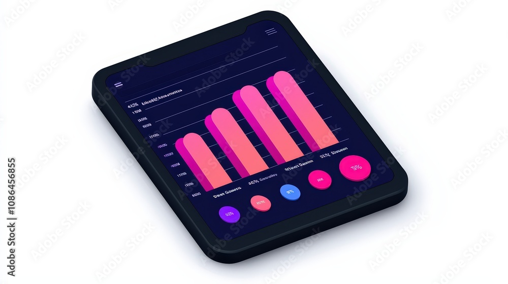 Aufkleber futuristic data dashboard 3d charts graphs statistics