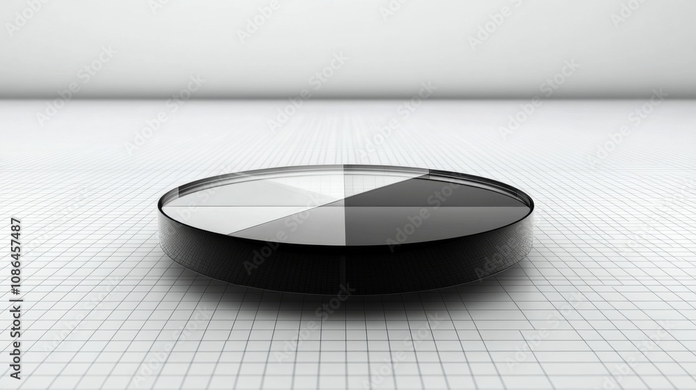 Aufkleber minimalist circular object with geometric sections on a light background for use in modern design pr