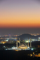 Fototapeta premium The Faisal Mosque is the national mosque of Pakistan, located in the capital city, Islamabad. It is the fifth-largest mosque in the world.