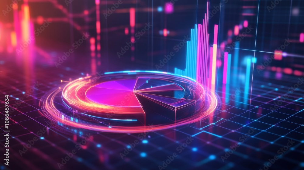 Aufkleber Vibrant Data Visualization with Colorful Graphs and Charts Representing Business Insights and Statistical Analysis in a Digital Environment