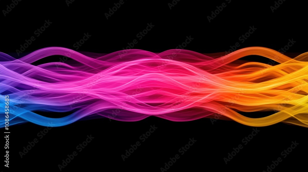 Aufkleber abstract colorful wave lines vibrant rainbow swirls dynamic energy flow 3d render