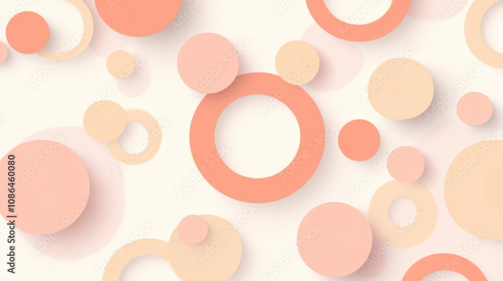 Aufkleber abstract geometric design featuring soft pastel circles and rings scattered across a light backgroun