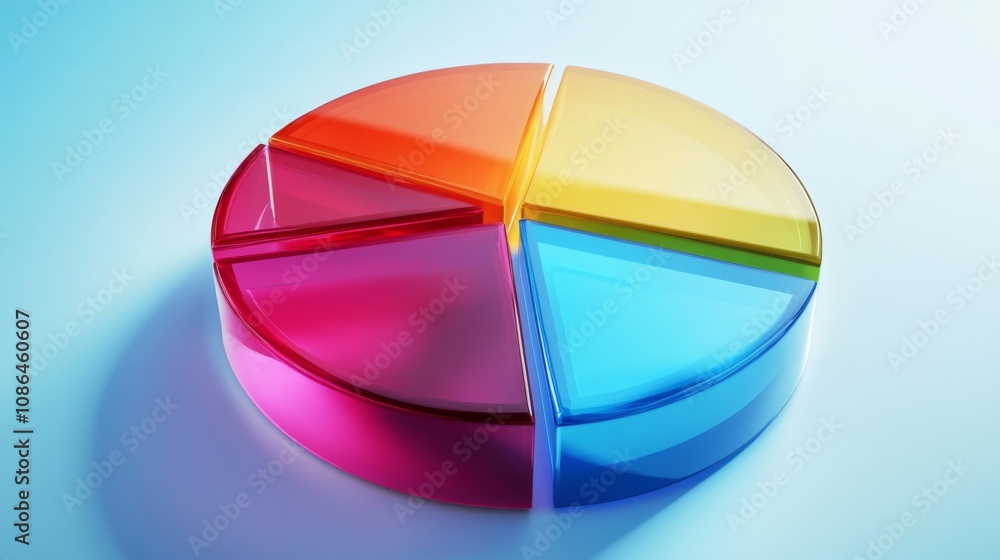 Aufkleber Vibrant and Colorful Transparent Pie Chart Representation of Data Segmentation for Business and Marketing Analysis