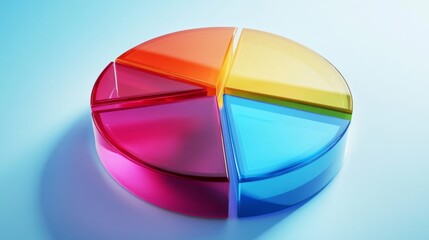 Fototapeta premium Vibrant and Colorful Transparent Pie Chart Representation of Data Segmentation for Business and Marketing Analysis