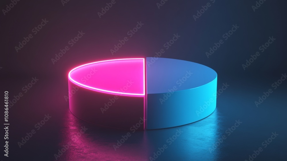 Poster abstract neon chart representation with pink and blue lights on a dark background ideal for modern b