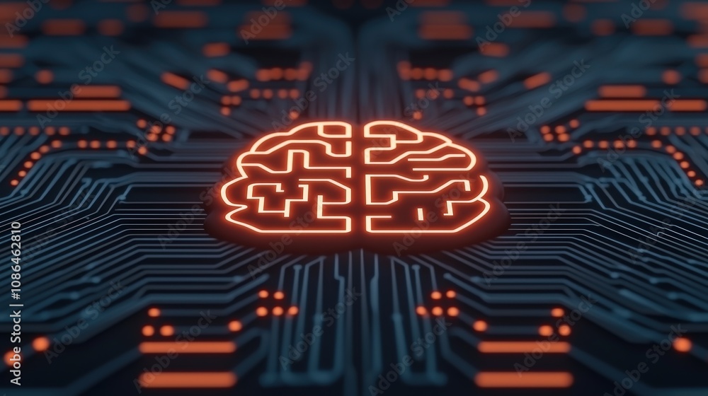 Poster ai brain circuit board digital intelligence neural network technology concept