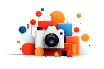 Flat Design World Photography Day Concept Background photo earth camera image poster technology nature day film international lens picture illustration photographer design vector