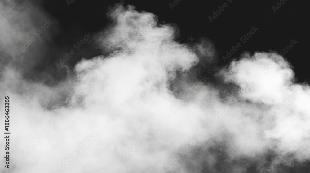Fototapete ethereal white smoke clouds on a black background creating a mysterious and atmospheric visual effec