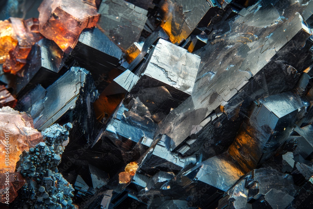 Poster pyrochlore structure: a close-up of the pyrochlore mineral structure, illustrating its complex and v