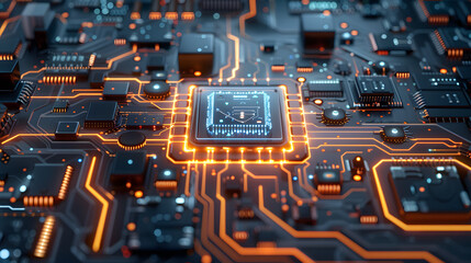 Obraz premium 2d illustration Abstract futuristic electronic circuit technology background