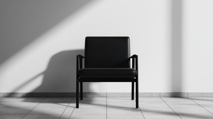 Modern Black Leather Armchair Minimalist Interior Design Studio Apartment Home Decor