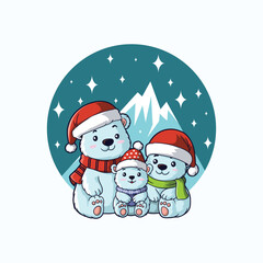 Polar Bears family  in winter