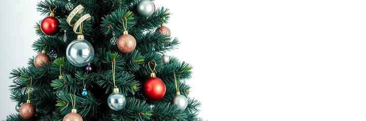 Fototapeta premium Christmas tree decorated with lights and ornaments for a festive holiday celebration