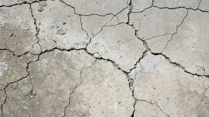 Fototapeta premium Rough and weathered concrete texture with deep cracks and uneven surface, cracked, architectural